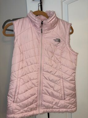 The North Face Light Pink Quilted Fleece-Lined Girls' Vest